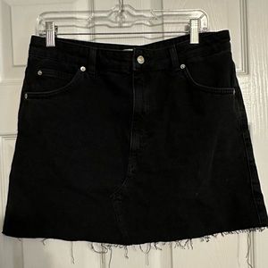 Topshop black denim cutoff skirt